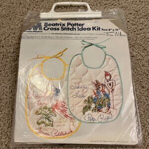 Vintage Beatrix Potter Cross Stitch Idea Kit Peter Rabb Bibs Columbia Minerva